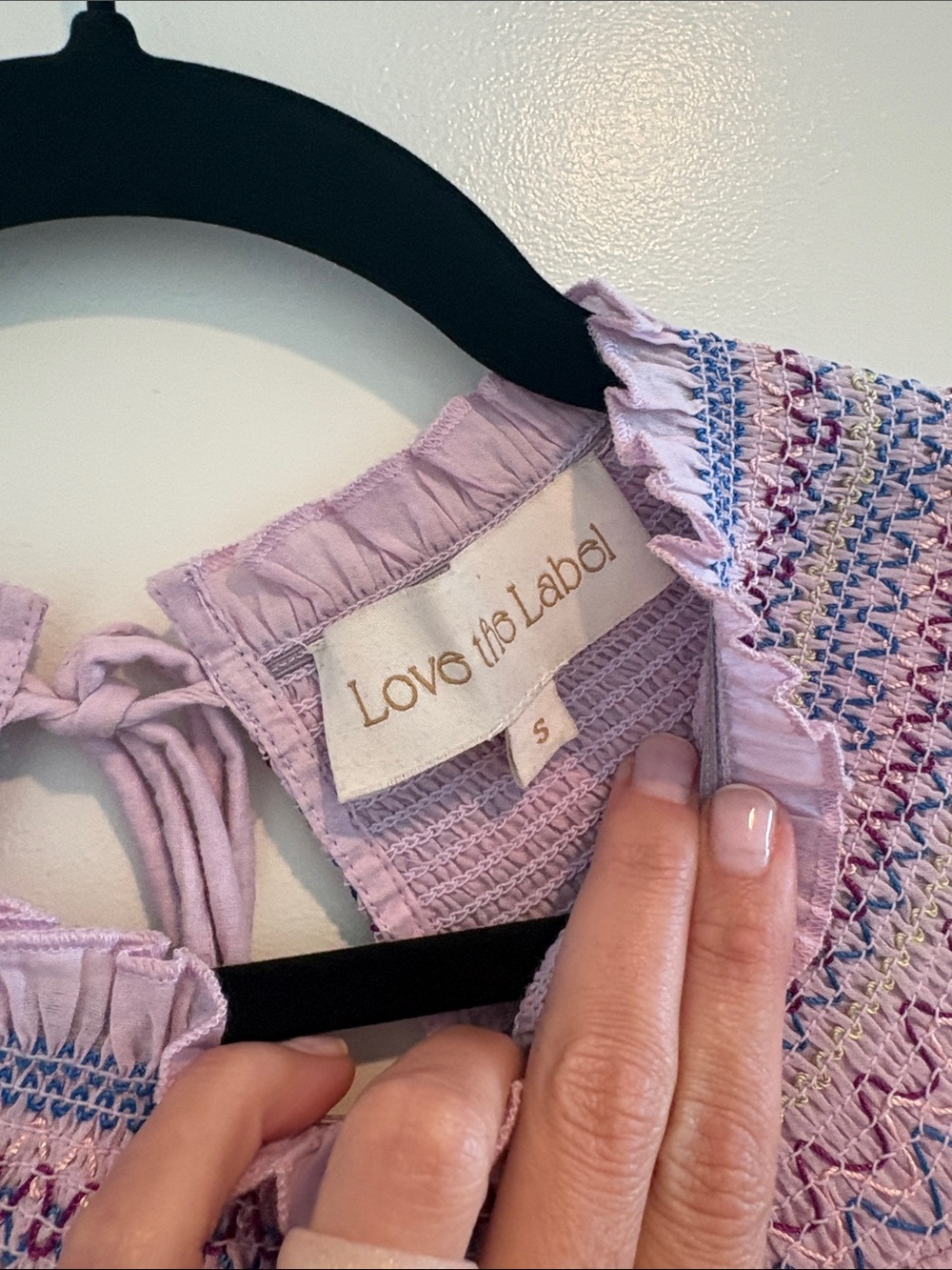 Lavender Embroidered Smocked Yoke Blouse - Love the Label - Picture 6 of 7